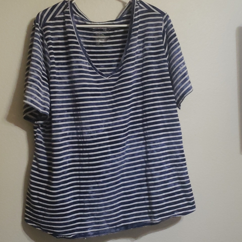 3X Acid wash striped tee shirt